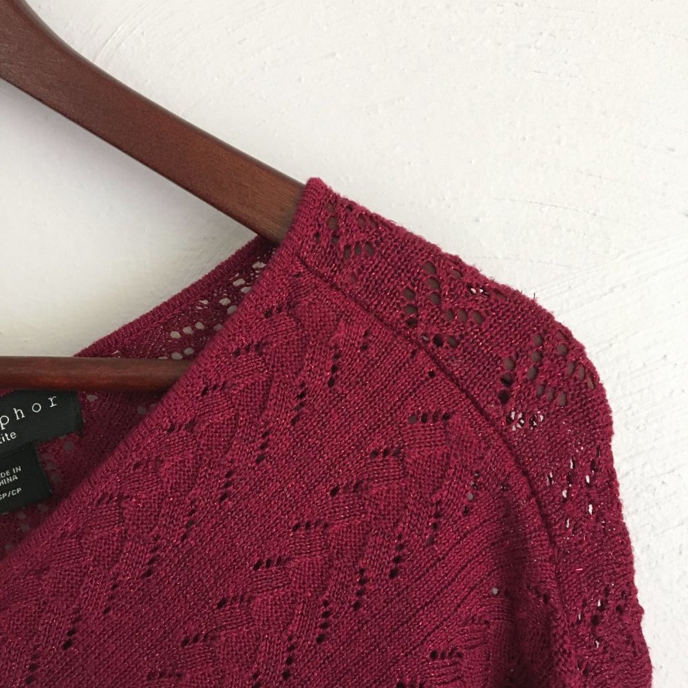Metaphor | Maroon bat wings v neck crop sweater - Picture 3 of 11